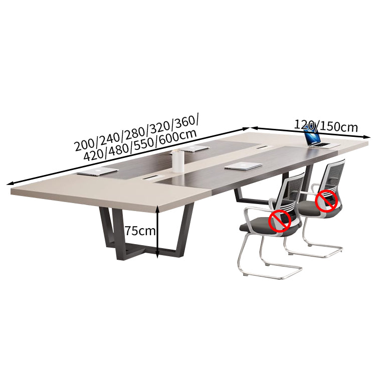 木目調 シンプル どっしり 重厚感 シック 洗練 配線ボックス 会議テーブル ミーティングテーブル メラミン化粧板 カスタマイズ可能 HYZ-T026 tomokagu