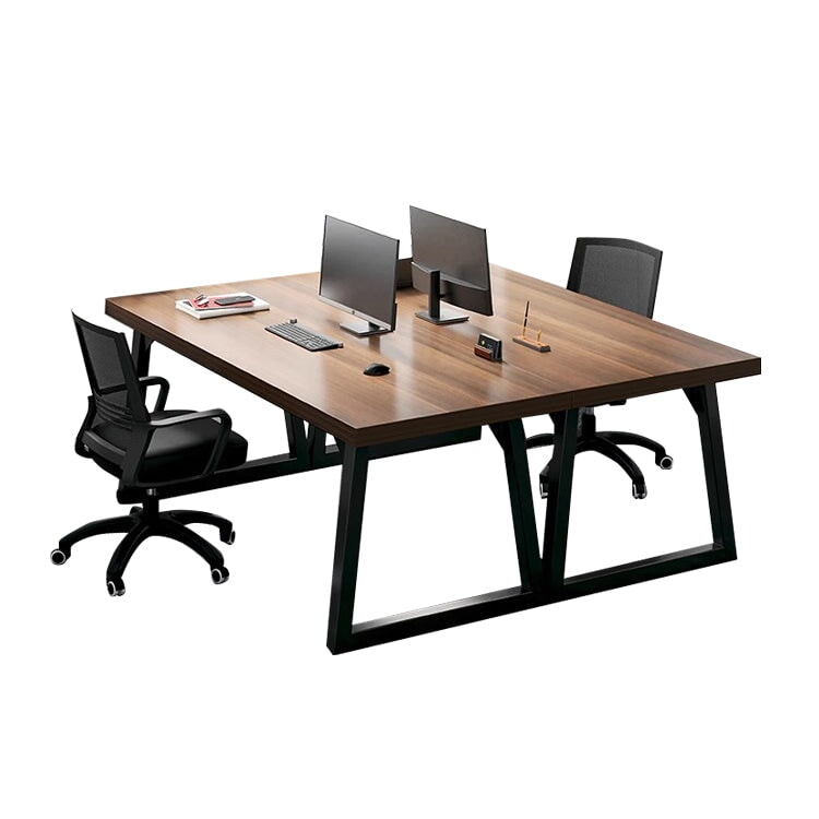 幅広 スチールフレーム 台形 横フレーム 厚い天板 エッジ加工 デスク オフィスデスク パソコンデスク 木目調 上質 ミニマル BGZ-C076