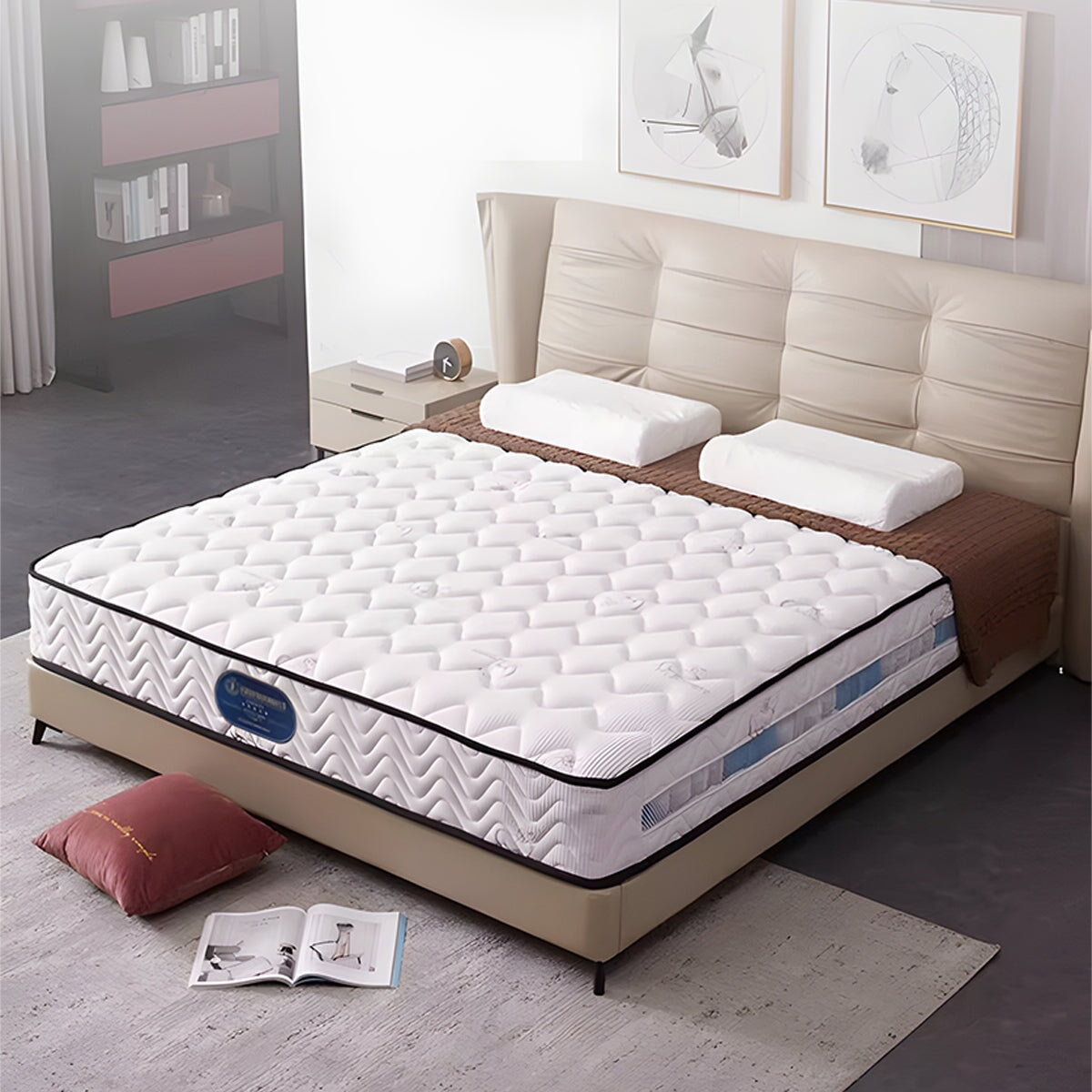 マットレス 寝具 キングサイズ 二人用 体圧分散 ポケットコイル ボンネルコイル ラテックス 通気性 ココナッツパーム ウールフリース 快適 心地よい ホワイト カスタマイズ可能 CD-C013 tomokagu