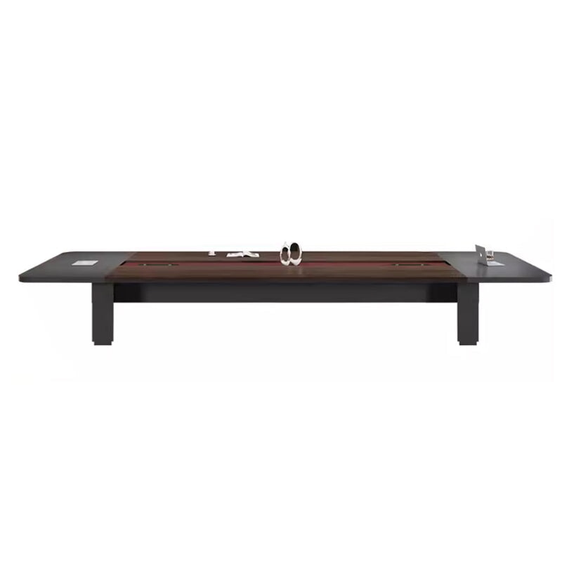 配線孔あり 事務机 ミーティング用テーブル ワイヤリングBOXタイプ 天板固定テーブル 長方形タイプ 会議テーブル 4本脚タイプ 会社 事務所 カスタマイズ可能 HYZ-T033 tomokagu