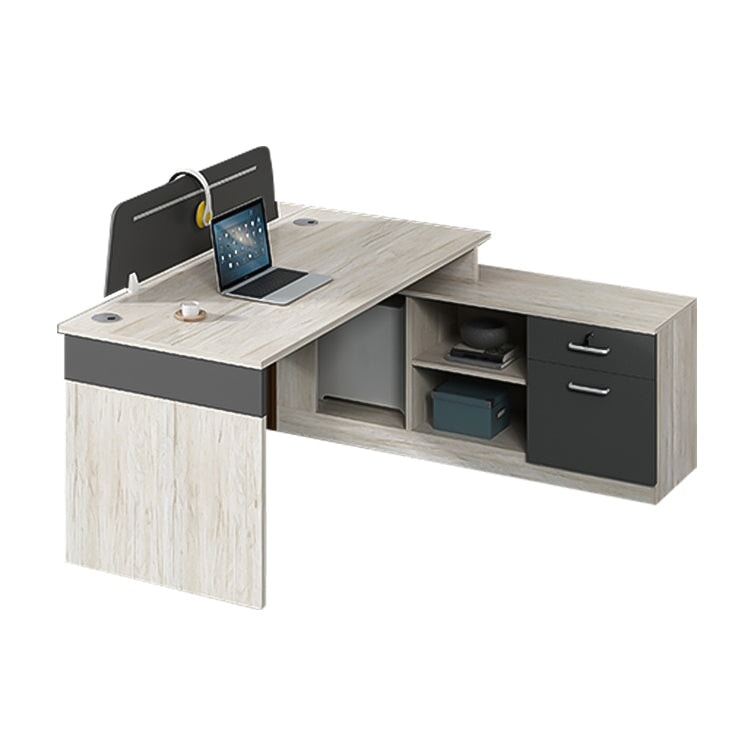 オープン収納 大容量収納 広々天板 豊富な収納スペース L字型 サイドラック オフィスデスク 幕板付き PCデスク 机 収納 エコ素材 木目調 カスタマイズ可能 BGZ-T012 tomokagu