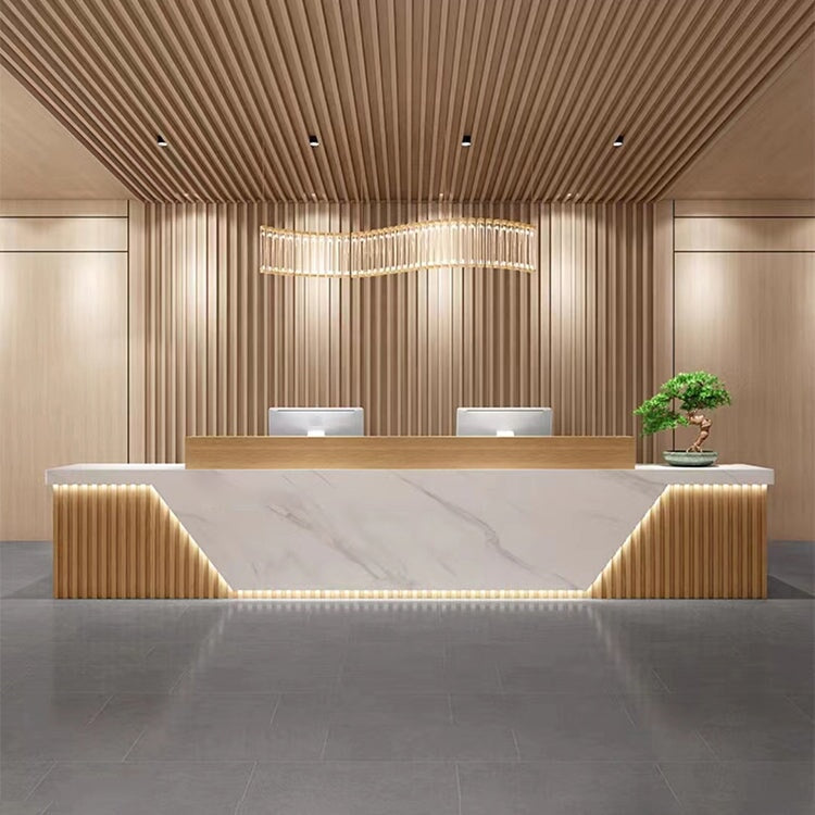 受付カウンター カウンター オフィスカウンター 受付 オフィス 店舗 受付台 おしゃれ 業務用 会社 病院 美容室 LEDライト付き 高密度板 JDT-531 - TOMOKAGU