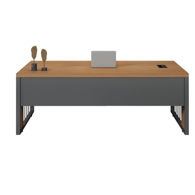 高耐荷重 幕板付き 配線ボックス付き エコ板材 社長デスク 社長机 事務所 広々とした天板 変形しにくい ウォールナット グレー 社長室 オーク カスタマイズ可能 LBZ-T037 tomokagu