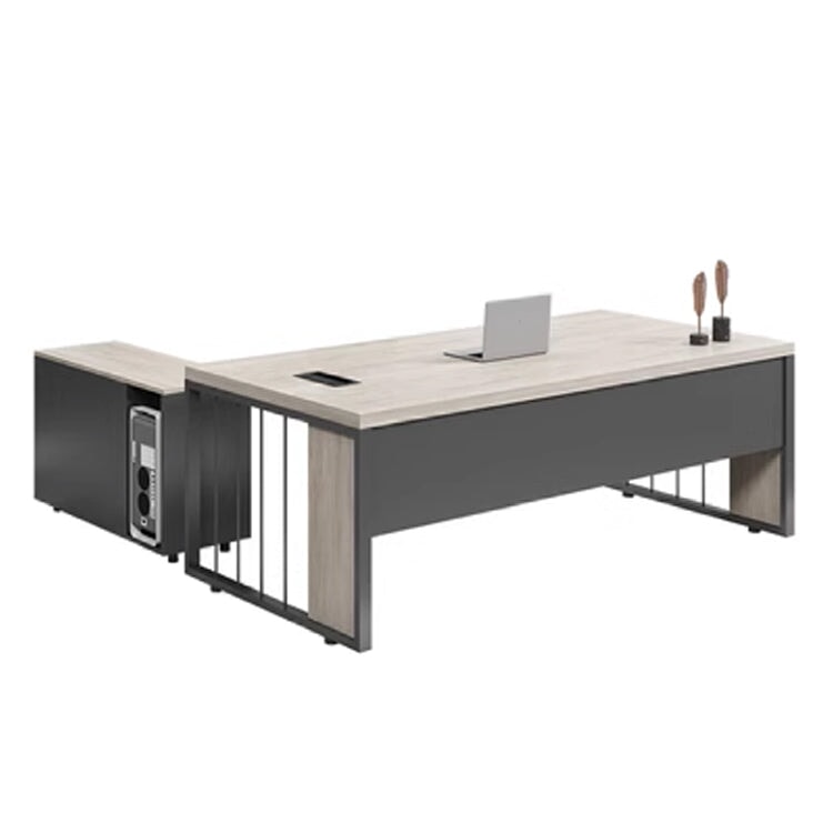 高耐荷重 幕板付き 配線ボックス付き エコ板材 社長デスク 社長机 事務所 広々とした天板 変形しにくい ウォールナット グレー 社長室 オーク カスタマイズ可能 LBZ-T037 tomokagu