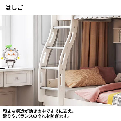 二段ベッド　寝具　多機能付き　落下防止ガード　はしご　引き出し付き　R加工　エコ素材　通気性バックパネル　カスタマイズ可能　SCC-S057