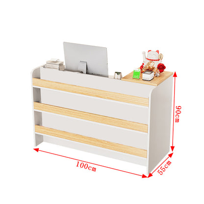 棚付き　耐荷重抜群　鍵付き　業務用　木製受付カウンター　オフィス受付　レジカウンター　カウンター　受付カウンター　エントランス受付　シンプル　ホワイト　JDT-T127　tomokagu