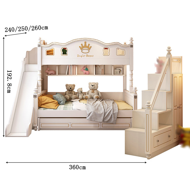 ベッド　２段ベッド　子供用　ラバーウッド　太い角柱　ベッドガード　三台目ベッド　収納付き階段　滑り台　はしご　マットレス　硬め　機能的　使い勝手　SCC-C032　chickagu