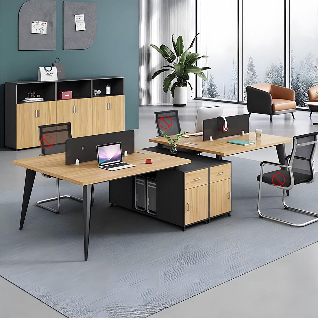 役員用デスク  オフィスデスク　仕事用　サイドキャビネット付き　片袖デスク　エコ素材　ナチュラル　カスタマイズ可能　BGZ-T177　