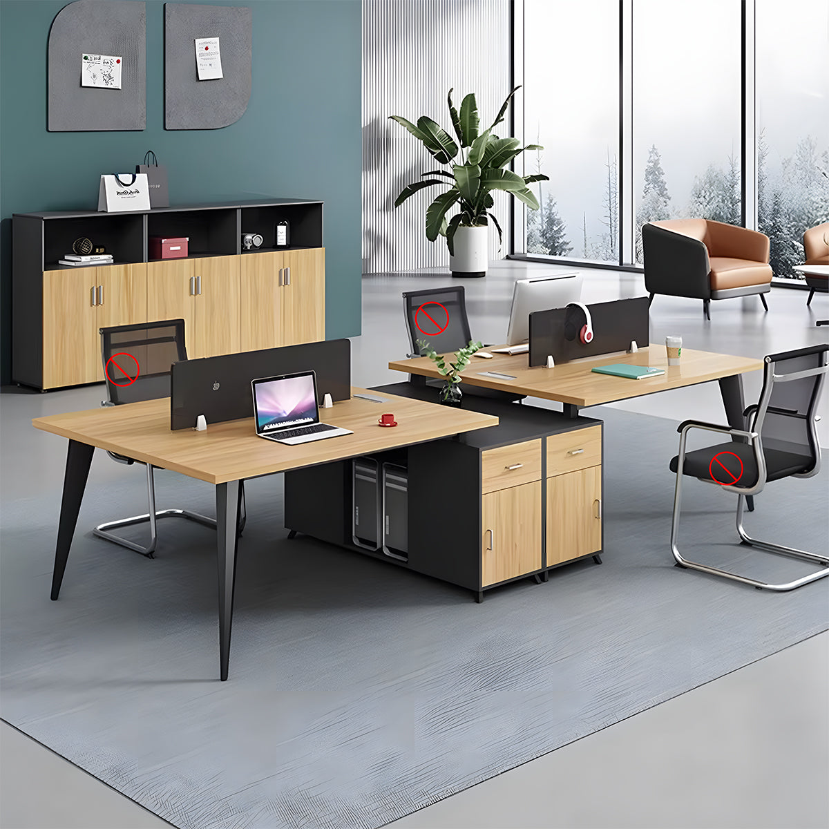 役員用デスク  オフィスデスク　仕事用　サイドキャビネット付き　片袖デスク　エコ素材　ナチュラル　カスタマイズ可能　BGZ-T177　