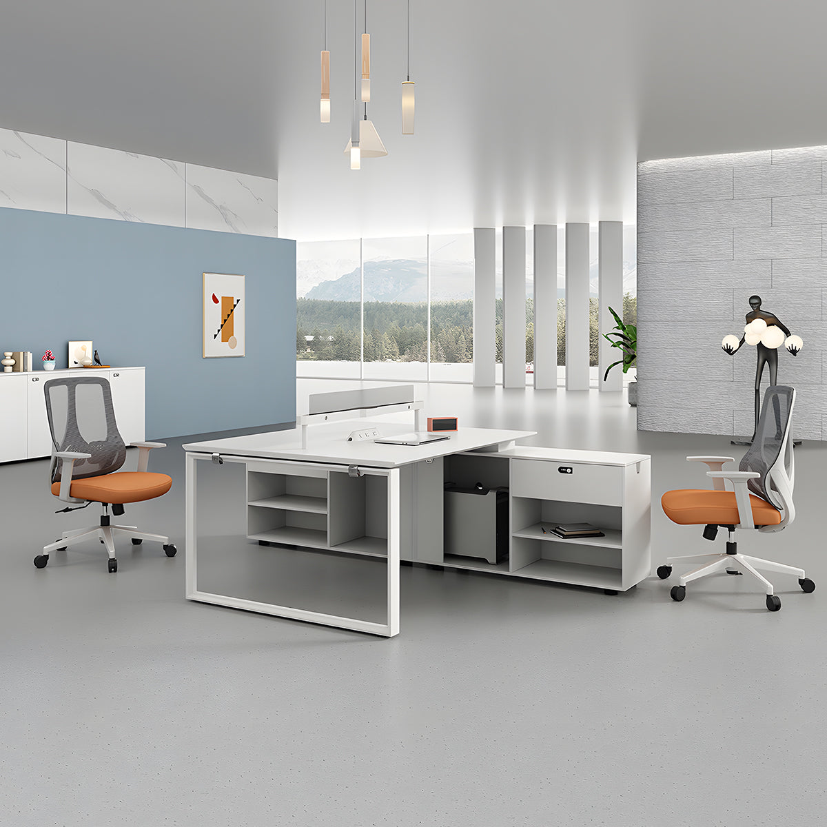 オフィス　オフィスデスク　デスク　シンプル　洗練　収納　パーティションホワイト　スチール　MG-BGZ-LLS14