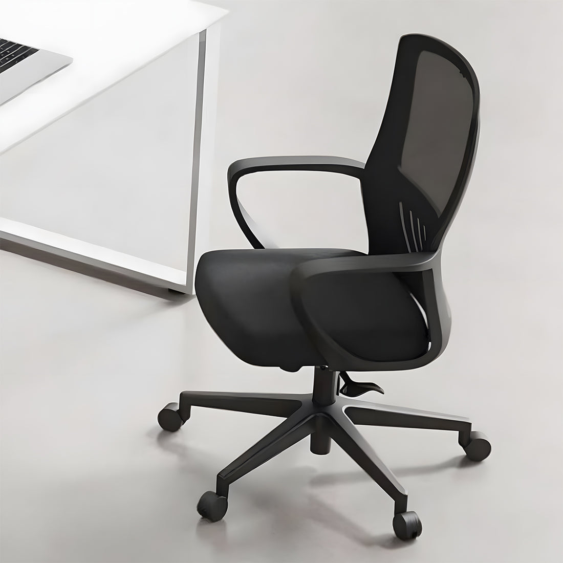 オフィスチェア　シンプル　スタイリッシュ　チェア　人間工学　立体調節　昇降　高反発ウレタン　ブラック　BGY-T130