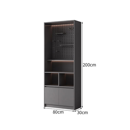 収納棚　収納キャビネット　戸棚　収納チェスト　高めのベース　高品質金具　パンチングボード　大容量収納キャビネット　グレー　機能的　カスタマイズ可能　SNG-T072