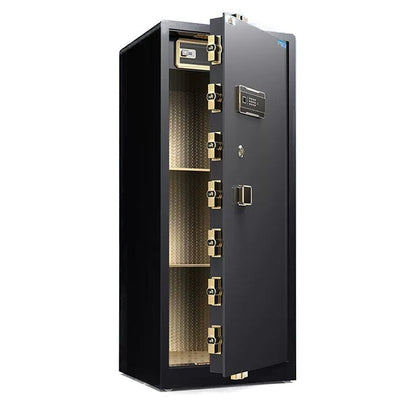 金庫　電子ロック　デジタル金庫　多層スチール製　強固な扉　指紋認証解錠　パスワード解錠　　フック付き　ブラック　ブラウン　BXG-M-011-kc