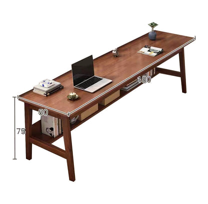 デスク　オフィスデスク　学習机　事務机　長机　収納棚　木製　二人掛け　ウォルナット　ナチュラル　シンプル　BGZ-167 - kaguyasu