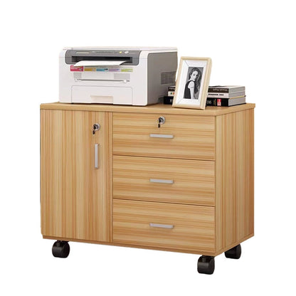 オフィスキャビネット　ファイリングキャビネット　木製書庫　オフィス機器置台　キャスター付き　錠付き　シリンダー錠 kaguyasu