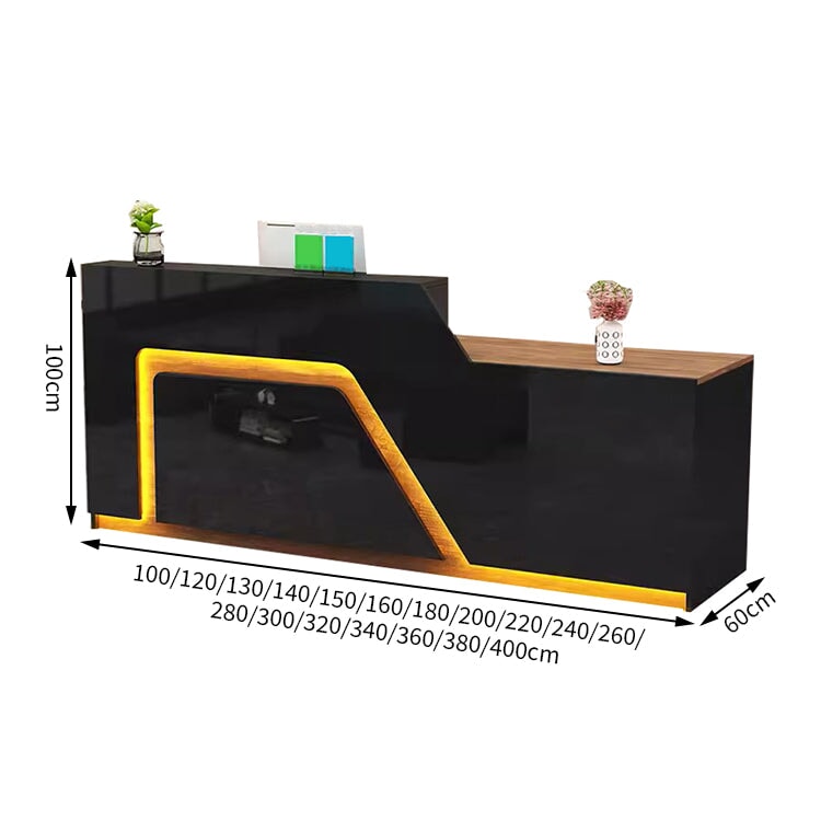 LEDライト付き　エコ板材　オフィス受付　木製受付カウンター　業務用エントランス受付　オシャレ　レセプションデスク　レジカウンター　カスタマイズ可能　JDT-T068　tomokagu