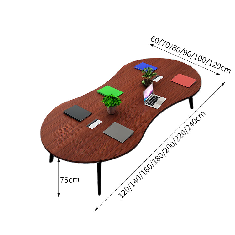 ミーティングテーブル　大型会議テーブル　オフィスデスク　丸い天板　スチール脚　ナチュラル　シンプル　カスタマイズ可能　HYZ-T004