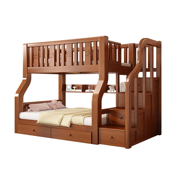 二段ベッド　ベッド　ベッドフレーム　木製フレーム　収納ベッド　子供用　収納力抜群　引き出し付き　高い安全性　階段付き　はしご付き　シンプル　ウォールナット　tomokagu
