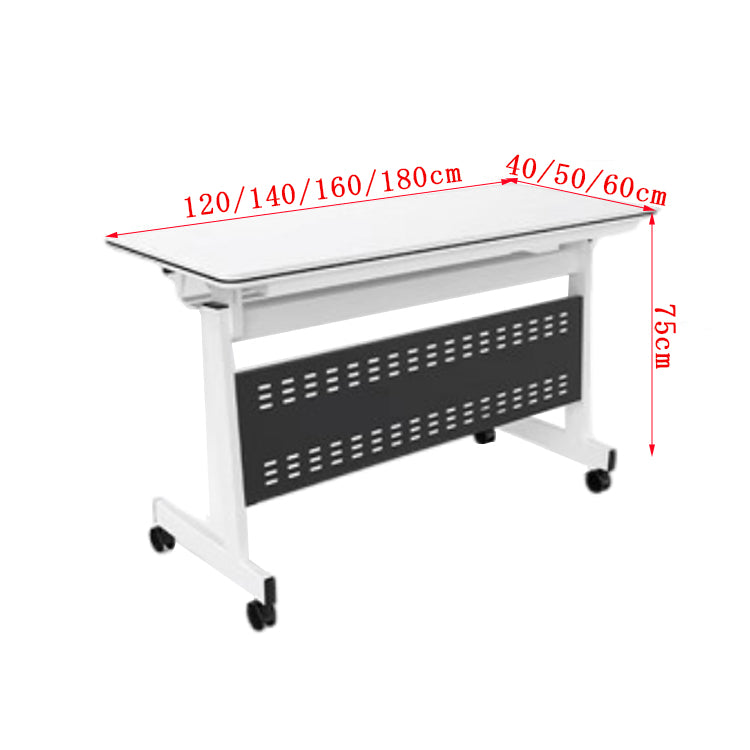 冷間圧延鋼　 レイアウト自由　中棚付き　ツマミ付き　キャスター付き　エコ板材　研修デスク　講習　学習塾　ディスカッション　シンプル　ホワイト　カスタマイズ可能　XXZ-T019　tomokagu