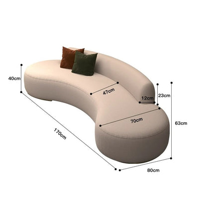ウレタンフォーム　ポリエステル生地　ボア生地　リビングソファ　インドアソファ　ソファベット　二人掛け　三人掛け　弧形　可愛い　シンプル　アイボリー　カスタマイズ可能　JDSF-T077　TOMOKAGU
