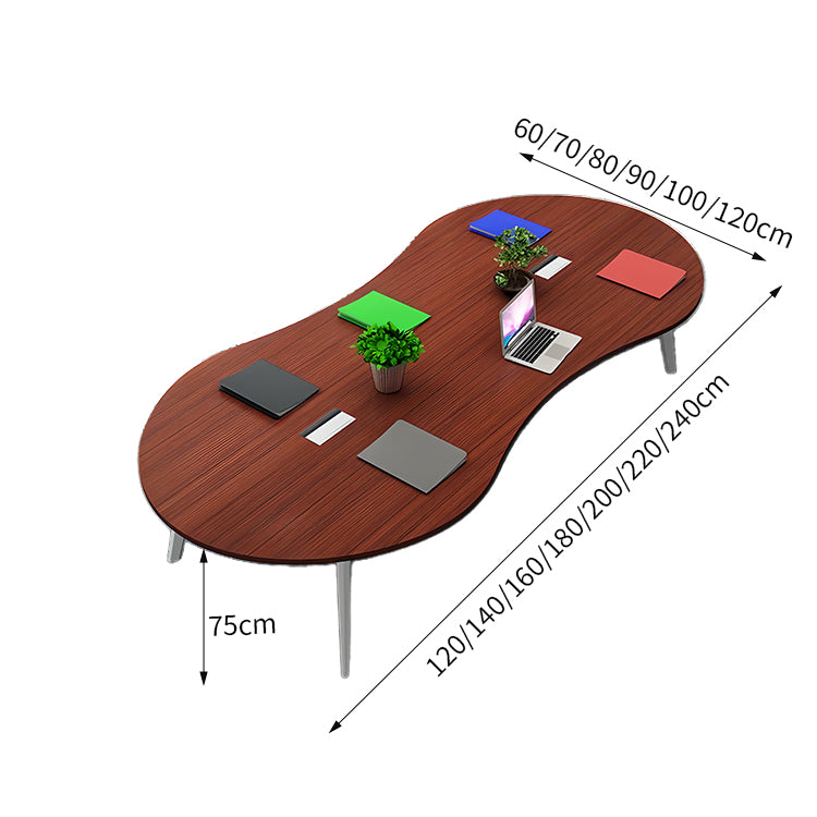 ミーティングテーブル　大型会議テーブル　オフィスデスク　丸い天板　スチール脚　ナチュラル　シンプル　カスタマイズ可能　HYZ-T004