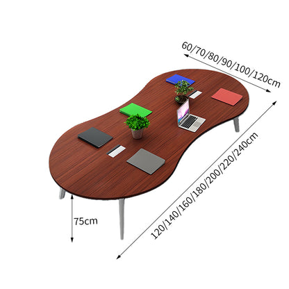 ミーティングテーブル　大型会議テーブル　オフィスデスク　丸い天板　スチール脚　ナチュラル　シンプル　カスタマイズ可能　HYZ-T004