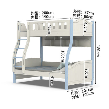 二段ベッド　子供用二段ベッド　寝具　落下防止ガード　はしご　引き出し付き　通気性バックパネル　R加工　ラバーウッド材ベッドポスト　カスタマイズ可能　SCC-S056