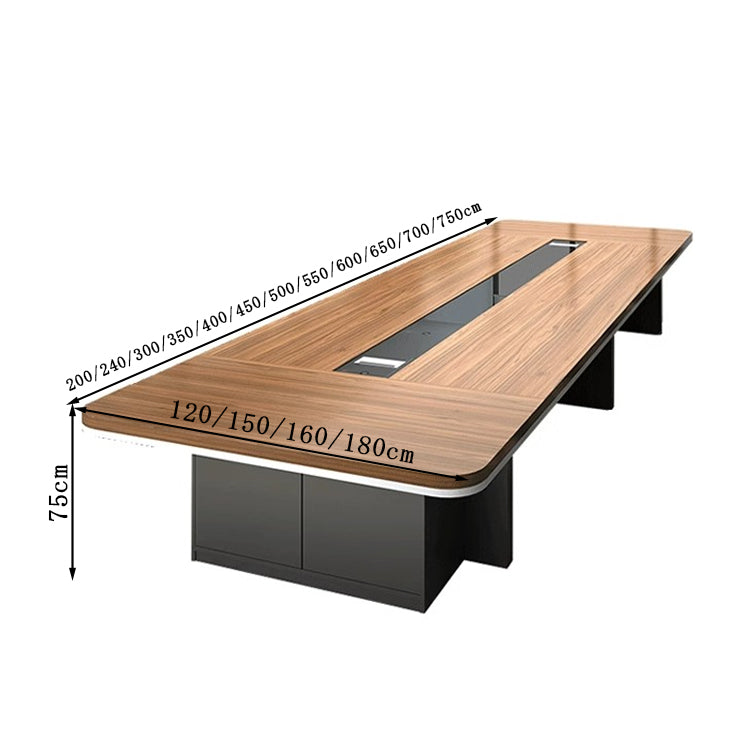 多人数対応　配線ボックス付き　扉収納付き　長方形タイプ　上品　事務机　会議テーブル　大型会議テーブル　ミーティング用テーブル　会社用　事務所用　木目調　カスタマイズ可能　HYZ-T069　tomokagu