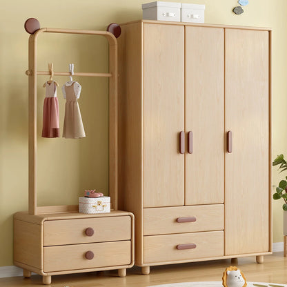 クローゼット　箪笥　押入れ　洋服箪笥　二段無垢材引き出し　水性環境配慮型クリヤー塗装　無垢材パネル　無垢材の引き手　ウォールナット　シンプル　YG-K033