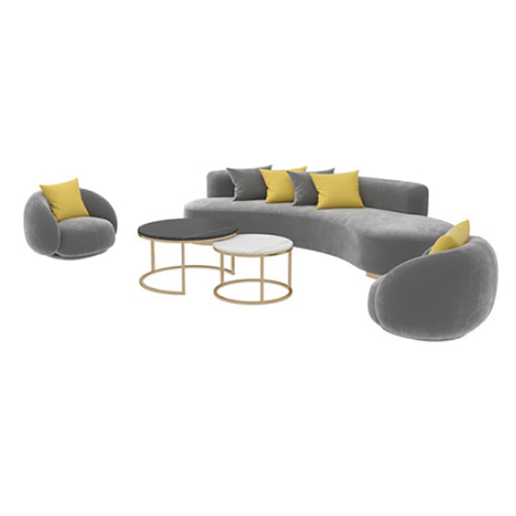 応接ソファー　応接セット　オフィスソファー　受付ソファー　フランネル生地　ウレタンフォーム　アルミ合金フレーム　グレー　カスタマイズ可能　JDSF-K008 - 