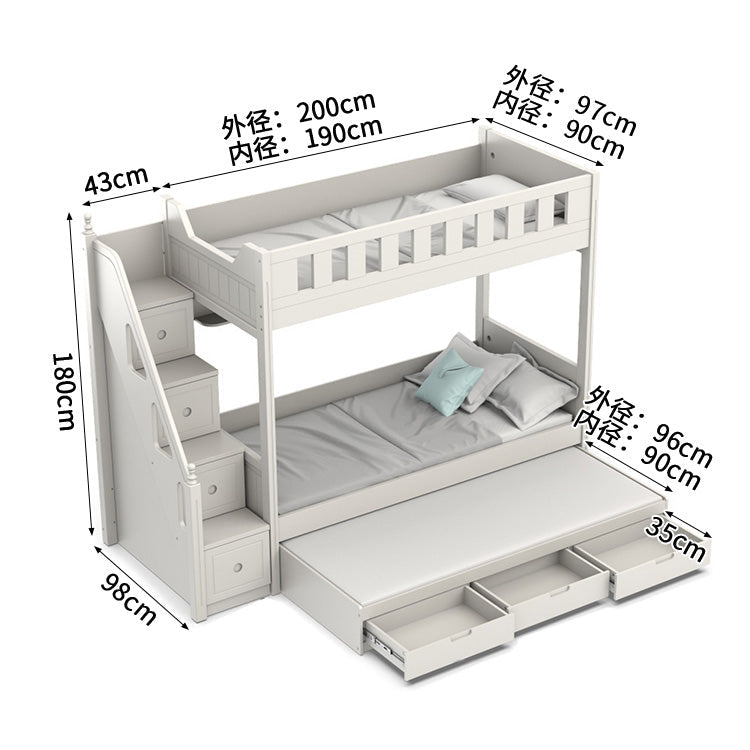 二段ベッド　寝具　多機能付き　落下防止ガード　はしご　引き出し付き　R加工　無垢材ベッドポスト　メラミン化粧板　カスタマイズ可能　SCC-S053