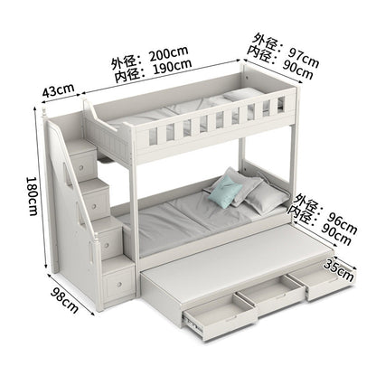 二段ベッド　寝具　多機能付き　落下防止ガード　はしご　引き出し付き　R加工　無垢材ベッドポスト　メラミン化粧板　カスタマイズ可能　SCC-S053