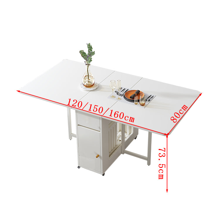 折りたたみ　省スペース　耐久性　収納スペース付き　食卓テーブル　ダイニングテーブルセット　木製テーブル　シンプル　ホワイト　CZ-T014　TOMOKAGU