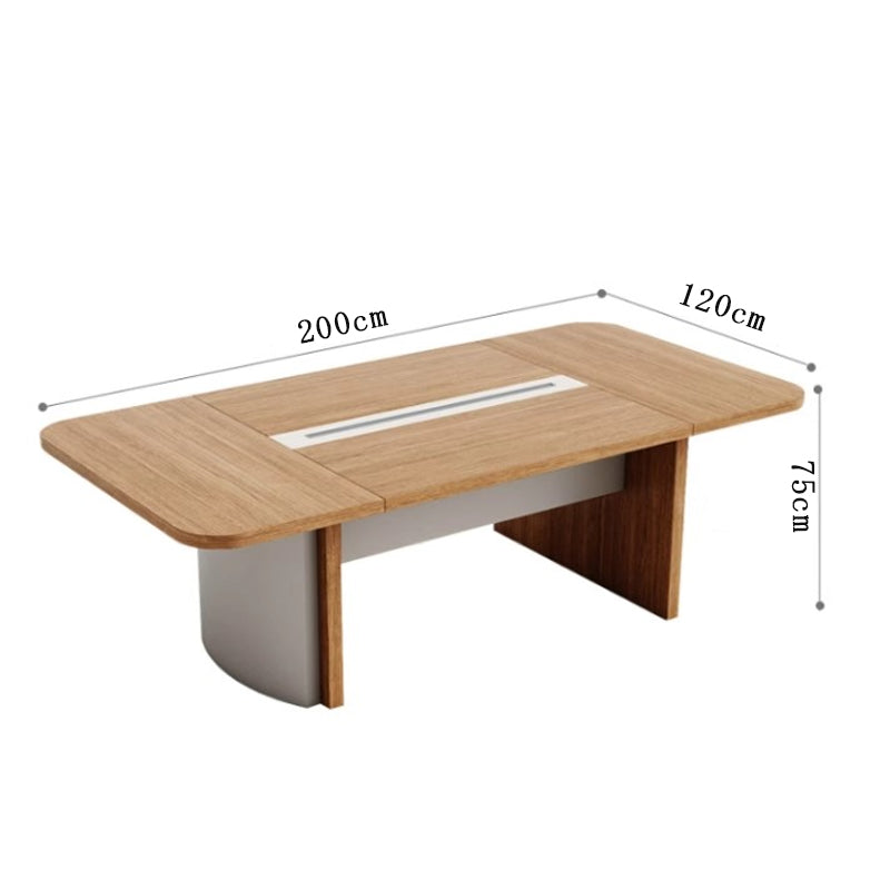 配線ボックス付き　安定性抜群　配線ボックス付き　多人数　角丸　高級感　会議テーブル　大型会議テーブル　ミーティングテーブル　会社用　事務所用　木目調　カスタマイズ可能　HYZ-T030　tomokagu