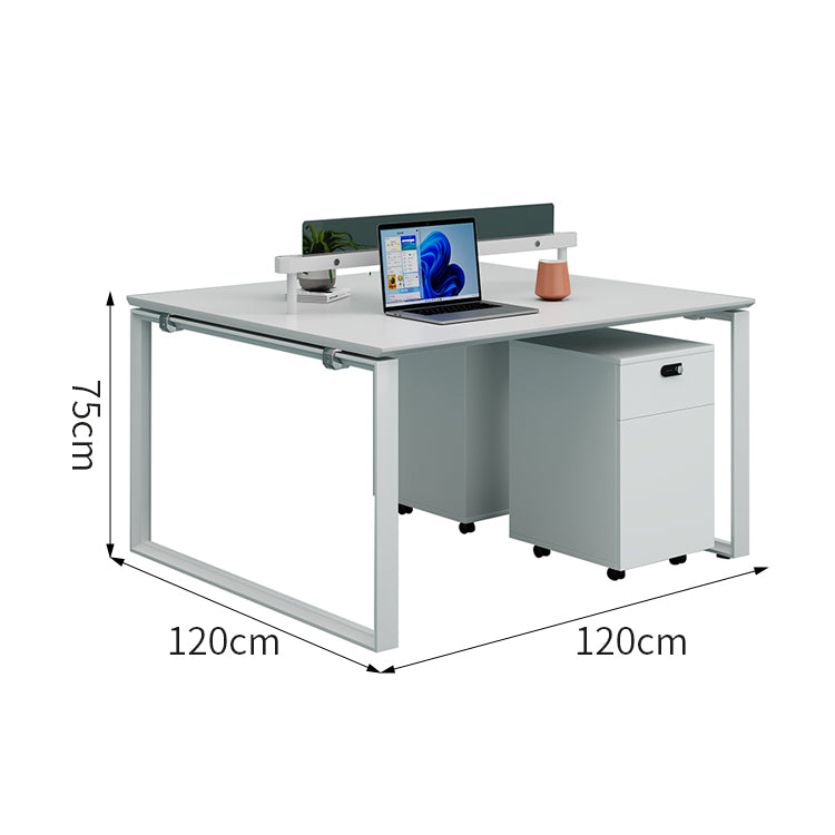 ワークデスク　事務机　会社用　PCデスク　パーティション　エコ板材　スチールフレーム　オフィスデスク　シンプル　ホワイト　MG-BGZ-LLS11