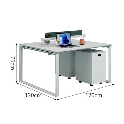 ワークデスク　事務机　会社用　PCデスク　パーティション　エコ板材　スチールフレーム　オフィスデスク　シンプル　ホワイト　MG-BGZ-LLS11