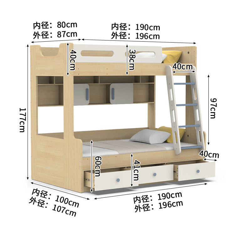 二段ベッド　寝具　木製二段ベッド　落下防止ガード　はしご　引き出し付き　エコ素材　サポートバー　カスタマイズ可能　SCC-S052