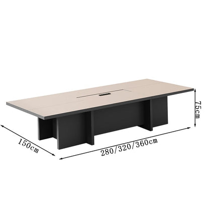 会議テーブル　商談テーブル　会議室　長机　コンセント付き　レザー調エンボス加工　スタイリッシュ　ライトウォールナット　カスタマイズ可能　HYZ-K-089   tomokagu
