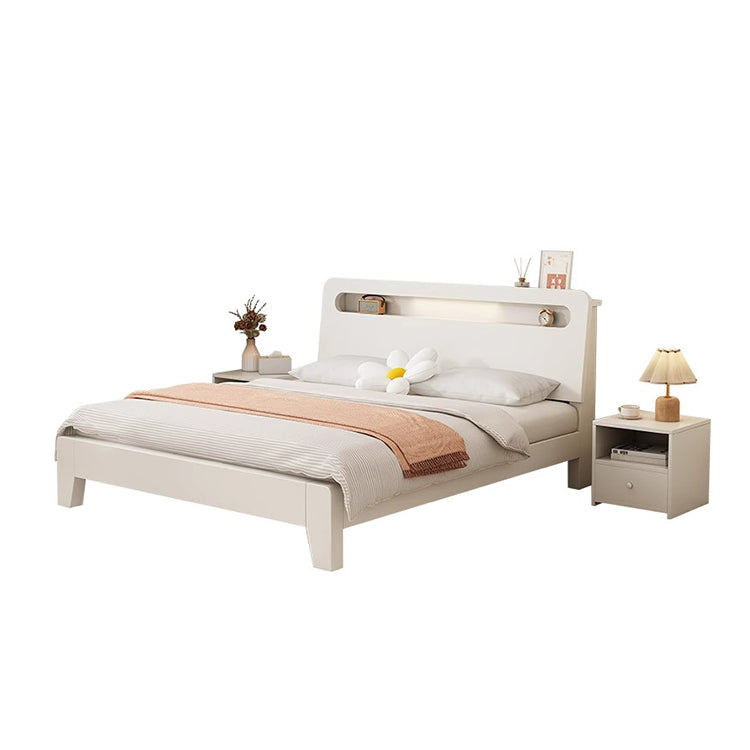 ベッド　木製フレーム　すのこベッド　ベッドフレーム　セミダブル　キング　寝室　優れた通気性　ヘッドボード　宮棚　耐荷重抜群　シンプルモダン　ホワイト　BED-T071