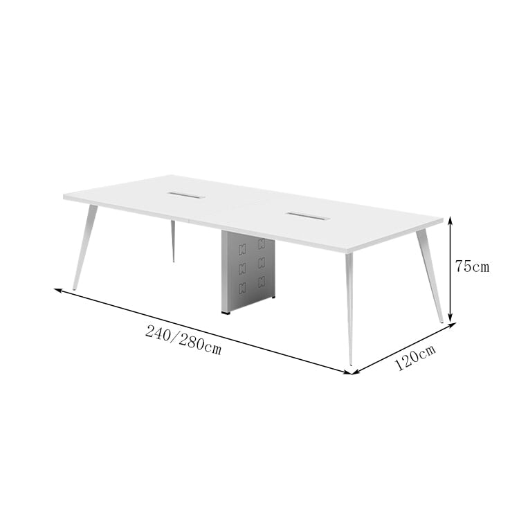 会議テーブル　大型会議テーブル　ミーティング　配線ボックス　広い天板　スチールフレーム　安定性　厚み　エコ板材　ミニマル　洗練　実用　ホワイト　オーク chickagu