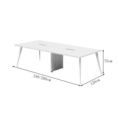 会議テーブル　大型会議テーブル　ミーティング　配線ボックス　広い天板　スチールフレーム　安定性　厚み　エコ板材　ミニマル　洗練　実用　ホワイト　オーク chickagu