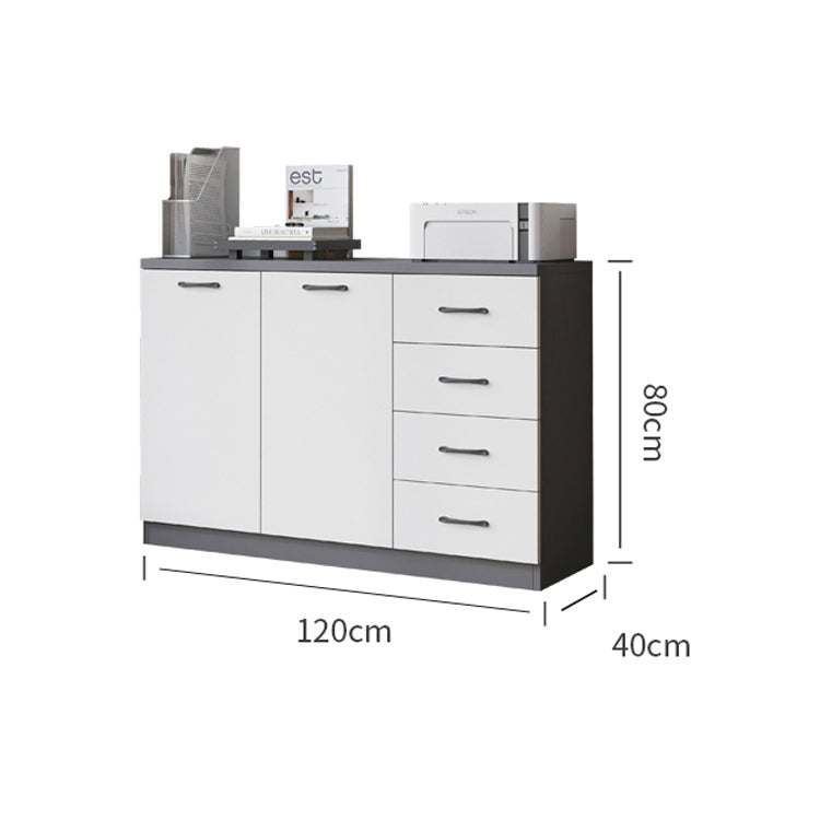会社用　自宅用　中型　扉付き　プリンター　引き出し付き　取っ手付き　書類収納　キャビネット　収納棚　サイドボード　高級感　ホワイト　グレー　カスタマイズ可能　CWG-T077　TOMOKAGU