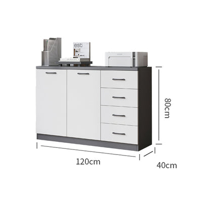 会社用　自宅用　中型　扉付き　プリンター　引き出し付き　取っ手付き　書類収納　キャビネット　収納棚　サイドボード　高級感　ホワイト　グレー　カスタマイズ可能　CWG-T077　TOMOKAGU