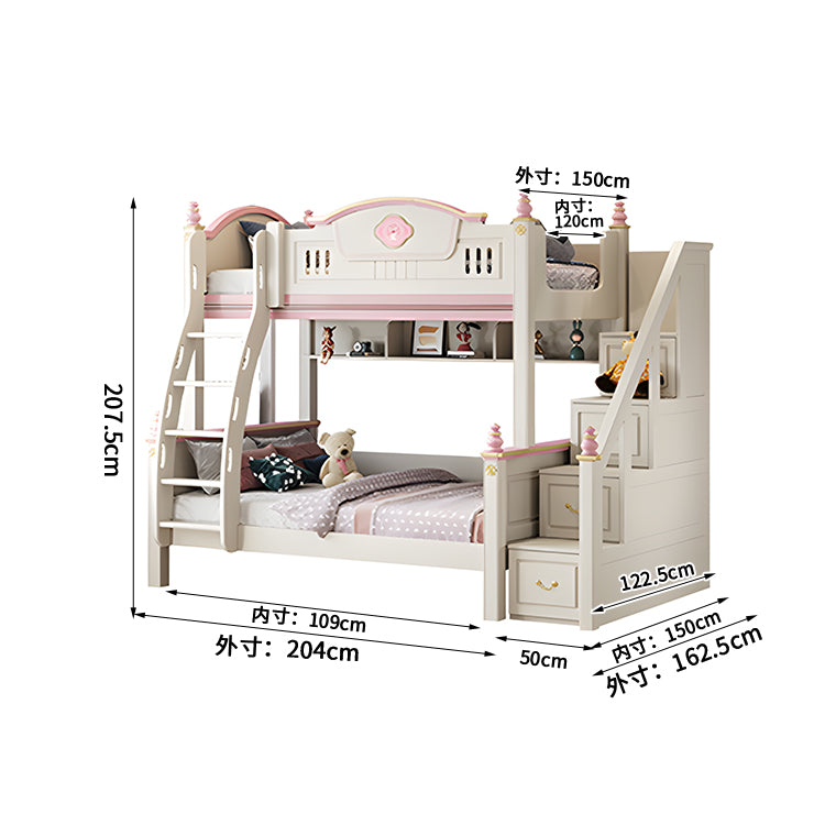 二段ベッド　バンクベッド　ロフトベッド　環境配慮型の板材　サイドパネル付き　収納付き　本棚　はしご　段階　ブルー　ピンク　カスタマイズ可能　SCC-T062