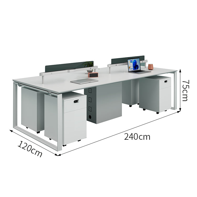 ワークデスク　事務机　会社用　PCデスク　パーティション　エコ板材　スチールフレーム　オフィスデスク　シンプル　ホワイト　MG-BGZ-LLS11