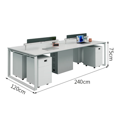 ワークデスク　事務机　会社用　PCデスク　パーティション　エコ板材　スチールフレーム　オフィスデスク　シンプル　ホワイト　MG-BGZ-LLS11
