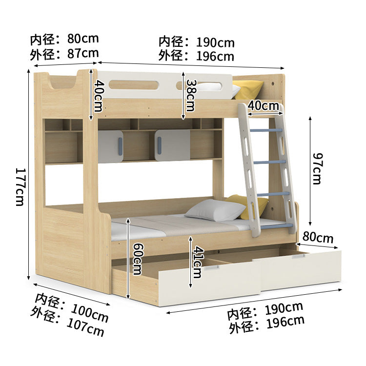 二段ベッド　寝具　木製二段ベッド　落下防止ガード　はしご　引き出し付き　エコ素材　サポートバー　カスタマイズ可能　SCC-S052