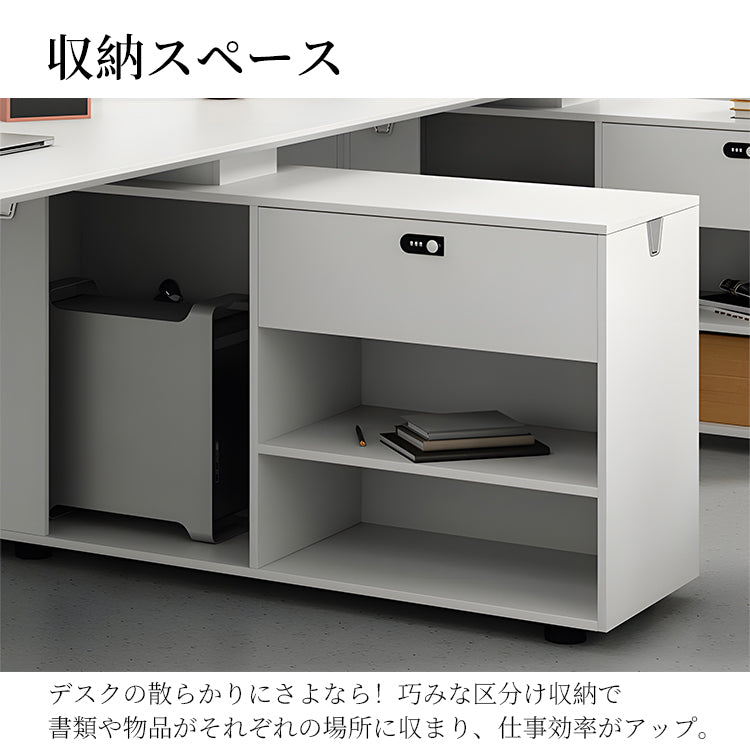 オフィス　オフィスデスク　デスク　シンプル　洗練　収納　パーティション　ホワイト　スチール　カスタマイズ可能　MG-BGZ-LLS14