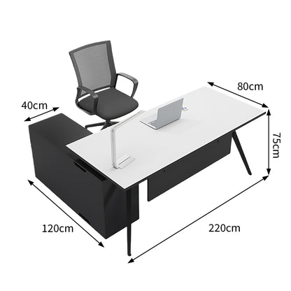 エグゼクティブデスク　デスク　オープン収納　サイドキャビネット　収納　エコ板材　広々天板　隠し型　カスタマイズ可能　LBZ-T127