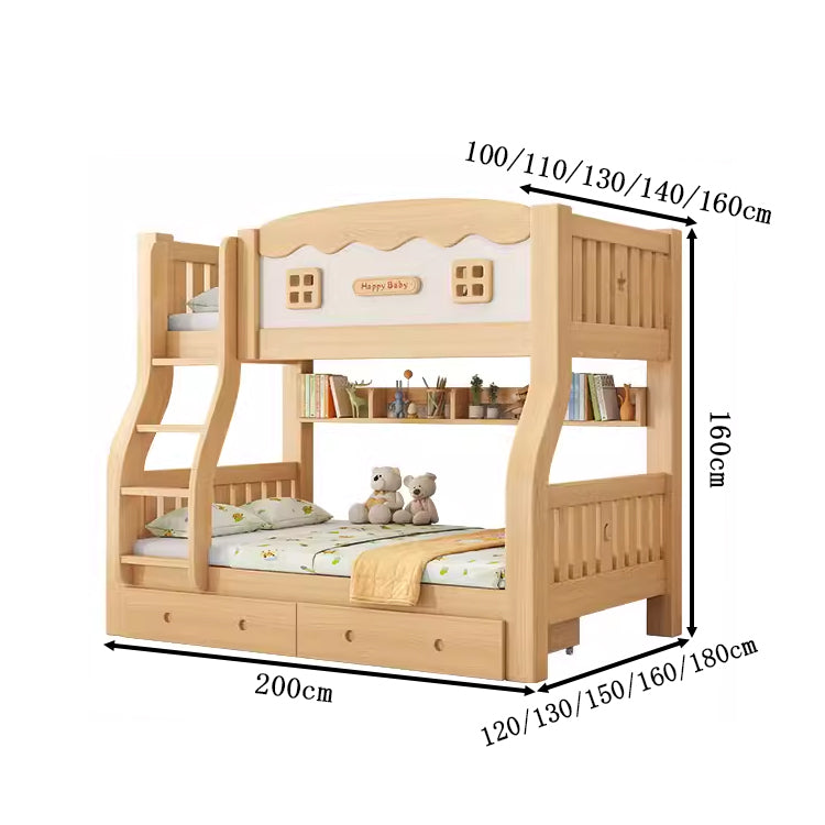 TOMOKAGUベッド 木製フレーム 収納ベッド 二段ベッド ベッドフレーム 子供用 兄弟 姉妹 引き出し付き クローゼット付き はしご付き